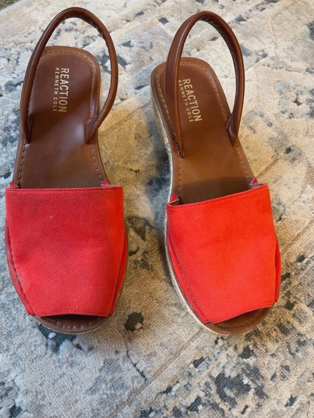 Reaction Kenneth Cole Red Suede Espadrille Slingback Sandals